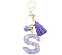 Xsclpomddy A-Z Initials Letter Keychain Crystal Pink with Tassel Pendant for Wallet Backpack Handbags Women,S