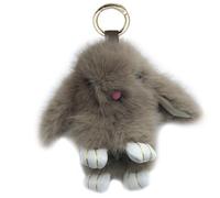 Xsclpomddy Bunny Keychain Artificial mink fur Rabbit Key Ring Fluffy Pompom Keyring for Car Handbag Lovely Charm,coffee brown,4.7in