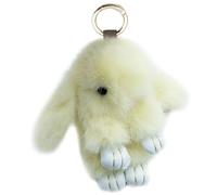 Xsclpomddy Bunny Keychain Artificial mink fur Rabbit Key Ring Fluffy Pompom Keyring for Car Handbag Lovely Charm,yellow,4.7in