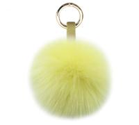 Xsclpomddy Fox Fur Pom Pom Keychain Large Fluffy Fur Ball Keychains Bag Purse Charm Tote Pendant,yellow