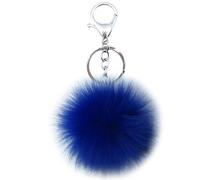 Xsclpomddy Pom Pom Keychain Artificial Fox Fur Large Cute Fluffy Ball Keychains 3.9in for Car Handbag Keyring,royal blue
