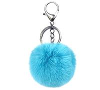Xsclpomddy Pom Pom Keychain Artificial Fur Soft Ball Keychains Fluffy Keyring Tote Pendant Car Bag Charm,Bright blue