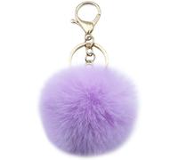Xsclpomddy Pom Pom Keychain Faux Fur Ball Keychains Fluffy Keyring Tote Pendant Car Bag Soft Plush Charm,Light purple color
