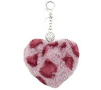 Xsclpomddy Pom Poms Keychain Pearl Rhinestone Heart Shape Leopard Keyring Soft Plush Pendant Key Chain Bag Charms,rose