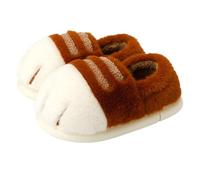 XSCQ Cat Paw Slippers, Cute Plush Indoor Slippers for Women, Anti-Slip Fluffy Winter House Shoes, Gifts for Cat Lovers Slippers, Brown, 7 UK