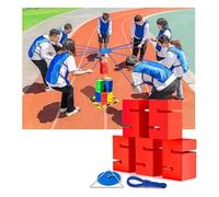 XSDAJSD Team Building Block Tower Games, Group Outdoor Activities Fun Competition Games, Promoting Friendly Communication(Red,5PCS)