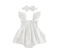 Xsdnvs Bubble Romper Baby Girl Infant Clothing 0-24M Cotton Ruffle Sleeveless Bodysuit Jumpsuit With Headband Summer Outfit