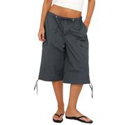 Xsdnvs Women's Cargo Bermuda Shorts Drawstring Mid Rise Knee Length Jorts | Drawstring Cargo Shorts With Adjustable Tie-hem Cuffs & Multi-pockets. Great For Summer, Travel & Daily Streetwear.