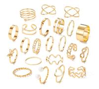 XSDSLS 20-31Pcs Vintage Knuckle Rings for Women boho Stackable Joint Finger Rings Open Thumb Ring Set Butterfly Heart Midi Silver/Gold Rings for Women Girls (Gold Set 3-22 pcs)