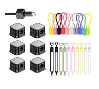 XSDSLS 26 Pcs Cord Management Set,Self Adhesive Magnetic Cable Management,Reusable Magnetic Cable Ties,Reusable Silicone Cable Straps,Phone Charging Cable Keeper for Desk,Bedside,HDMI,USB (Black)
