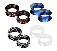 XSDSLS 4 Pairs Silicone Ear Plugs 6-20mm Tunnels Flexible Set Double Flared Expander Ear Gauges Piercing Stretching Flesh Tunnel Plugs for Men Women (Set1, 6MM)