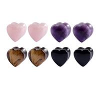 XSDSLS 4 Pairs Stone Ear Plugs Heart-shaped Ear Gauges Stretcher Expander Tunnels Flesh Tunnels Body Piercing Jewelry 6 mm to 12 mm (6MM)