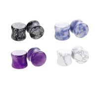 XSDSLS 4 Pairs Stone Ear Plugs Stone Ear Gauges Double Flare Saddle Stretcher Expander Tunnels Flesh Tunnels Body Piercing Jewelry 6 mm to 14 mm (12MM)