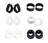 XSDSLS 6 Pairs Ear Plugs Tunnels Flexible Set Silicone Double Flared Expander Ear Gauges Piercing Triangle Ear Plugs Tunnels for Women Men 6/8/10/12/14/16/18/20mm 20G (8MM)
