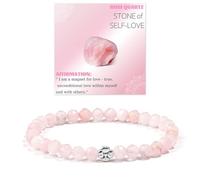 XSDSLS Bead Bracelets for Women 4mm Natural Stone Bracelet Stretch Gemstone Stone Bracelet Amethyst Green Aventurine Yoga Beads Bracelets Jewellery Gifts for Women Girls (Rose quartz)