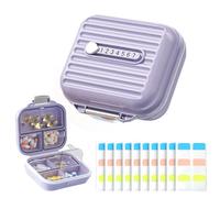 XSDSLS Travel Pill Box Organiser Small Portable Pill Organiser with 7 Compartments with Labels Vitamin/Medication Case Small Tablet Box Medicine for Travelling,Daily use (Athens Purple)