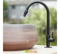 XSDSM Outdoor Patio Faucet 360° Rotating 1/2 Inch Single Cold Water Faucet Multi-Function Water Outlet Brass Anti-Freeze Crack,Black