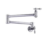 XSDSM Pot Filler Faucet Wall Mount Kitchen Faucet Antique Brass Kitchen Wall Tap with Single Hole 2 Handles,Chrome Plated