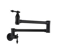 XSDSM Pot Filler Faucet Wall Mount Kitchen Faucet Antique Brass Kitchen Wall Tap with Single Hole 2 Handles,Black
