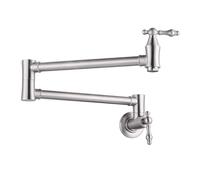 XSDSM Pot Filler Faucet Wall Mount Kitchen Faucet Antique Brass Kitchen Wall Tap with Single Hole 2 Handles,Brushed Color