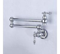 XSDSM Pot Filler Faucets Two Handle Wall-Mounted Kitchen Sink Faucet Cold Water Tap Foldable,Chrome-Plated Silver