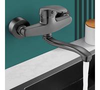 XSDSM Sink Taps for Kitchen Gun Gray Wall Mounted Kitchen Faucet Suitable for Laundry Troughs Double Hole,20cm