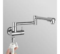 XSDSM Wall Mount Sink Cold Water Faucet Double Outlet Bathroom Faucet Brass Folding Single Hole Single Handle,Chrome Plated