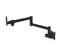 XSDSM Wall Mounted Faucet for Cold Water Stainless Steel Folding Faucet Suitable for Pot Filler Double Control,Black