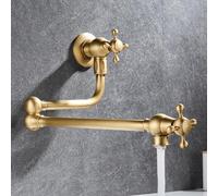 XSDSM Wall Mounted Folding Kitchen Tap 360° Swivel Wall Mounted Pot Filler Tap Brass Double Handle Single Hole Cold Water Only,Antique A