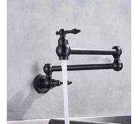 XSDSM Wall Mounted Pot Filler Tap Folding Kitchen Faucet Cold Water Tap with 2 Handles,Black