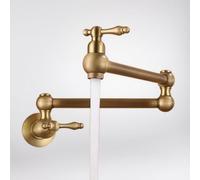 XSDSM Wall Mounted Pot Filler Tap Folding Sink Faucet Copper Tap Kitchen Cold Water Only,Antique Color