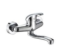 XSDSM Wall Mounted Tap Hot and Cold Single Rod Kitchen Tap Rotable Chrome Plated Wall Mount Kitchen Faucet,17.5cm