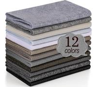 XSEINO 12 Rolls 8"x35"(20.5x90cm) 1.4mm Thick Soft Felt Fabric Sheet 12 Assorted Black White Gray Series Colors Felt Pack for DIY Craft Sewing Squares Nonwoven Patchwork