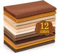 XSEINO 12 Rolls 8"x35"(20.5x90cm) 1.4mm Thick Soft Felt Fabric Sheet 12 Assorted Brown Series Colors Felt Pack for DIY Craft Sewing Squares Nonwoven Patchwork