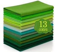 XSEINO 13 Rolls 8"x35" 1.4mm Thick Soft Felt Fabric Sheet 13 Assorted Green Series Colors Felt Pack for DIY Craft Sewing Squares Nonwoven Patchwork