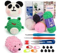 XSEINO Crochet Kit for Beginners - Crochet Start Kit with Step-by-Step Video Tutorials - Learn to Crochet Kits for Adults and Kids - Panda, Frog, Hedgehog