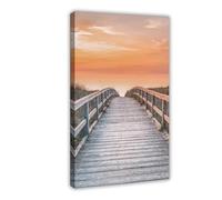 XSFDHAGT Beach Boardwalk North Sea Germany Canvas Poster Wall Art Decor Print Picture Paintings for Living Room Bedroom Decoration 12" L X 18" W