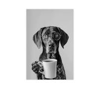 XSFDHAGT German Shorthaired Pointer And Coffee Canvas Poster Bedroom Decor Landscape Office Room Decor Gift 08x12inch(20x30cm)