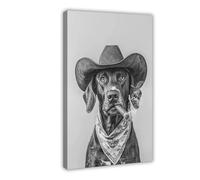 XSFDHAGT German Shorthaired Pointer Cowboy Canvas Poster Bedroom Decor Landscape Office Room Decor Gift 24x36inch(60x90cm)
