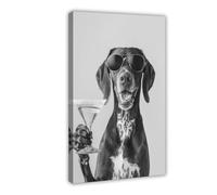 XSFDHAGT German Shorthaired Pointer Holding Cocktail Canvas Poster Bedroom Decor Landscape Office Room Decor Gift 08x12inch(20x30cm)