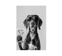 XSFDHAGT German Shorthaired Pointer Holding Cocktail Canvas Poster Bedroom Decor Landscape Office Room Decor Gift 12x18inch(30x45cm)