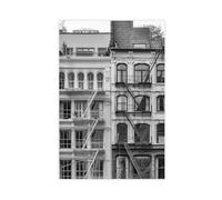 XSFDHAGT New York Fire Escape Black And White Building Exterior Canvas Poster Wall Art Decor Print Picture Paintings for Living Room Bedroom Decoration 8" L X 12" W