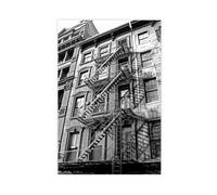 XSFDHAGT New York Fire Escape Black And White Canvas Poster Bedroom Decor Landscape Office Room Decor Gift 8" L X 12" W