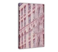 XSFDHAGT New York Fire Escape Urban Building Canvas Poster Bedroom Decor Landscape Office Room Decor Gift 8" L X 12" W