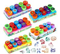 XSHAO 50-Piece Children's Animal Stamp Set - Self-Inking, Non-Toxic, Plastic, Red, Blue, Green, Purple, Orange
