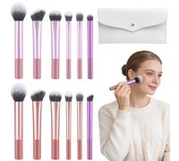 XSHAO® Real Techniques Makeup Brush Set with Beauty Bag Brush Set for Face and Eye Powder, Creamy or Liquid Foundation Pack of 12