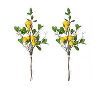 Xshelley 2 Bunches Artificial Lemon Branches,8 Head Fake Lemons Stems, Faux Lemons Fruit with Stem Lemon,for Room Kitchen Office Outdoor and Farmhouse decoration