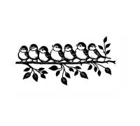 Xshelley 40 cm Black Anti-rust Metal Garden Wall Art,Weatherproof 7 Birds on Branch Silhouette Sculpture,Office Bedroom Balcony Garden Bird Wall decoration