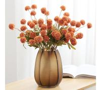 Xshelley 6pcs Pompon Mum Artificial Flower,Faux Silk Mini Chrysanth with Stems,for DIY Bouquet Centerpieces Office Wedding Decoration (Burnt Orange)