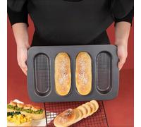 Xshelley Carbon Steel Hot Dogs Buns Mold,Perforated French Loaf Baking Molds Pan,mini Bread Sandwich Baking Tray,Non-Stick Hot Dog Bun Baking Tray,for Crispy Loaves & Rolls